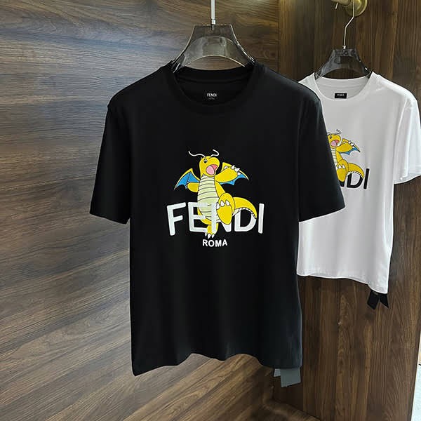 フェンディ x FRGMT x POKEMON ポケモンTシャツ 偽物 2色 FS9626A